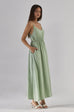 Missing calls elastic maxi dress green