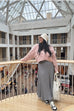Museum outfit pleated knit skirt in grey