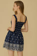 Provence stripes elastic mini dress in navy