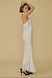 Dolly halter silky maxi gown in white
