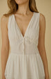 V neck linen lace maxi dress