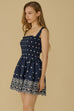 Provence stripes elastic mini dress in navy