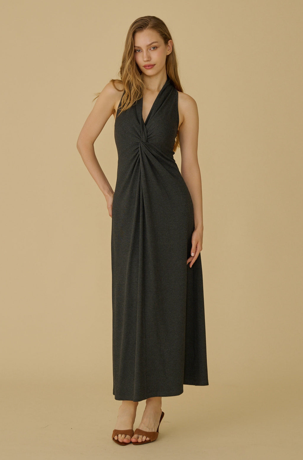 Riverside front twist elastic dress
