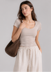Crew neck Tencel elastic bra Tee