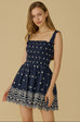 Provence stripes elastic mini dress in navy