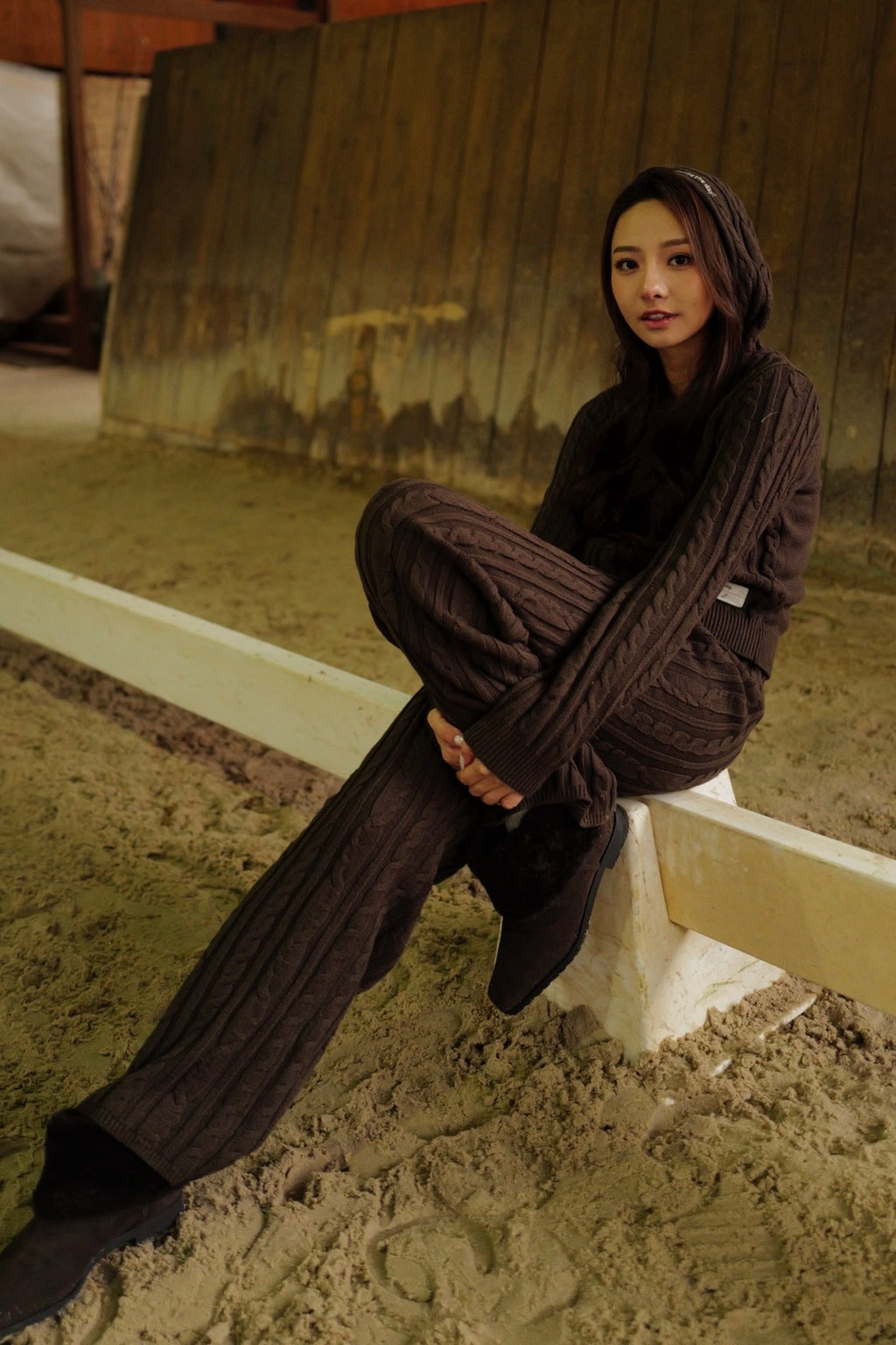 Seize The Day Cable Knit Pants in Brown