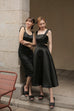No drama satin set in black/white