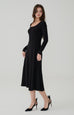 Queen vibe square neck knit dress in Black
