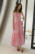 Scent of love ruching maxi dress in pink