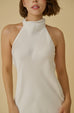 Dolly halter silky maxi gown in white