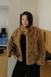 Swiss faux fur coat in brown
