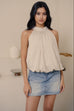 More than perfect bubble halter top in beige