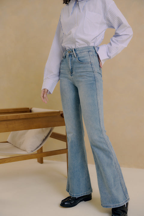 Morning glory elastic flared jeans