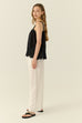 Embroidered cotton top in black
