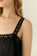 Embroidered cotton top in black
