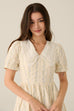 Cute mood puffy sleeves dress in floral print