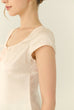 Square neck silk top in beige