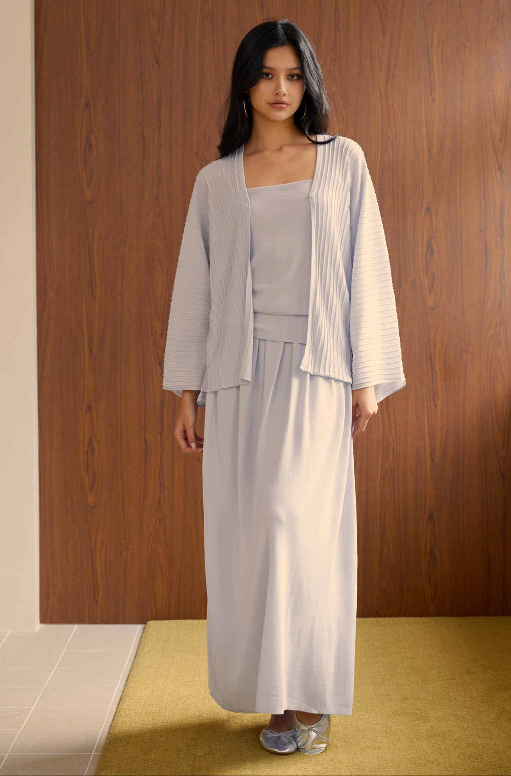 Cool breeze pleated knit skirt