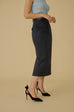 Finest look Wool blend midi skirt with belt in grey