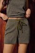 Moss green knit shorts