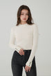 Pure Ease Knit Top in White/Grey/Navy