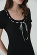 Sweet bow-strap knit mini dress in black
