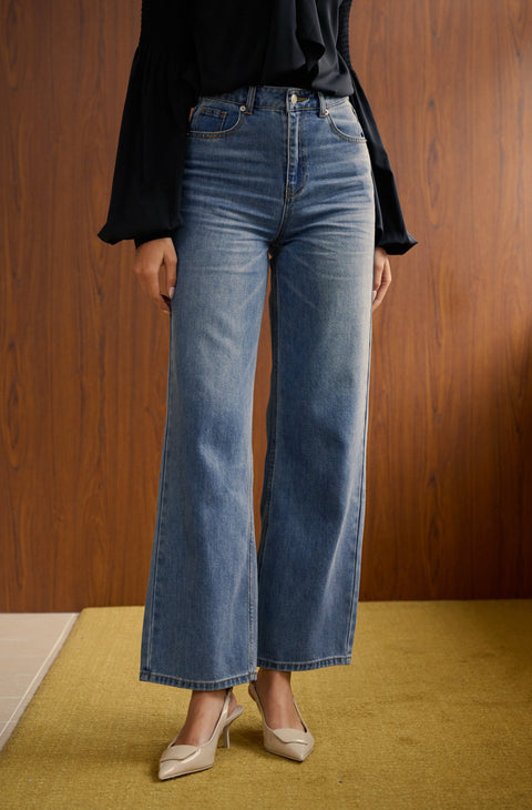 Carol flared 100% cotton jeans