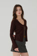 One button cardigan knit top in Brown