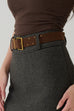 Kendall suede skirt with belt in Brown/Black/Grey