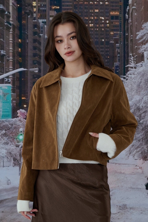 Lucky you suede jacket in Dark Brown