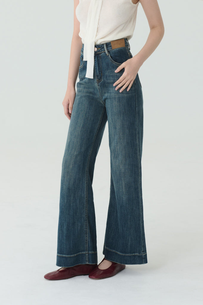 Dark indigo flared jeans