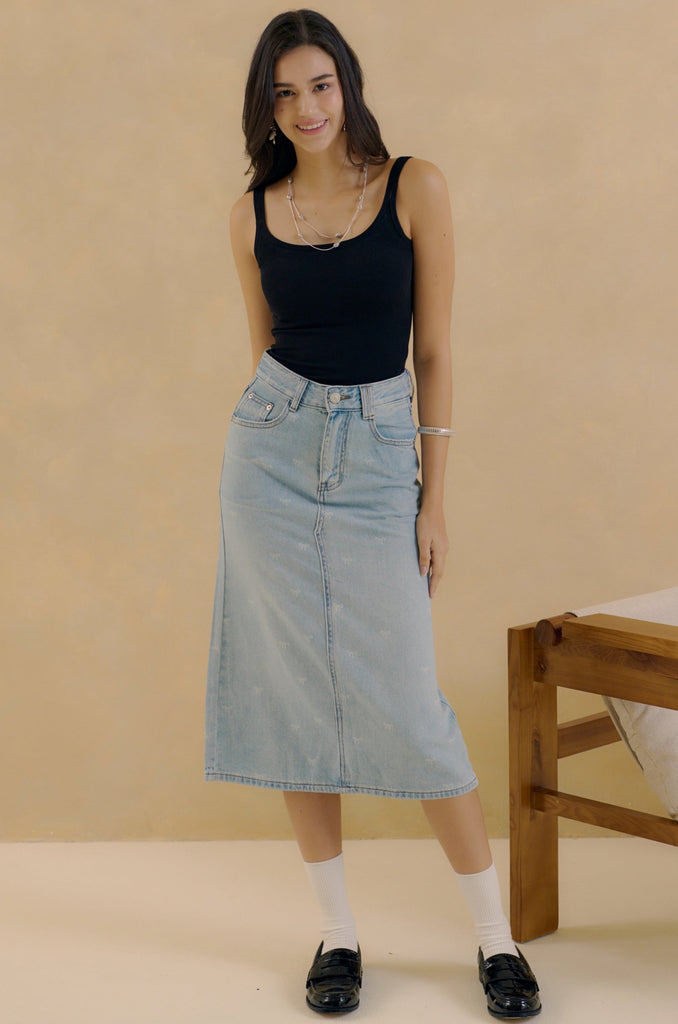 Bow&butterfly denim skirt