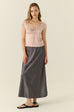 Square neck silk top in pink
