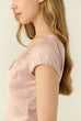 Square neck silk top in pink