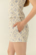 Azulejo print elastic waist shorts