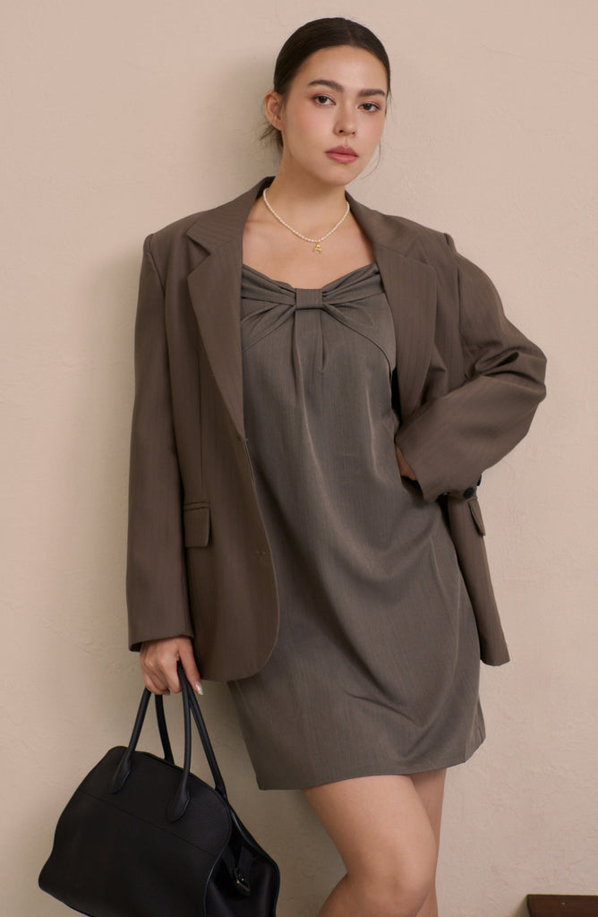 Take the lead stripe blazer in brown