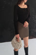 Be confident faux leather skirt in brown