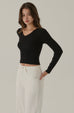 Floating free V neck knit top