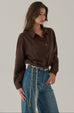 Fall for you shirt in brown