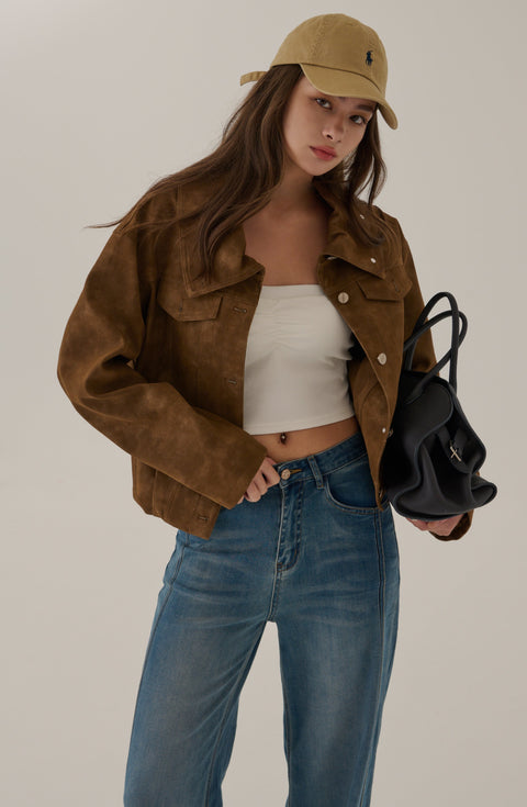 Brooklyn suede jacket in caramel