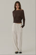 Daily life off-shoulder knit top in brown