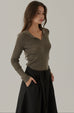Join the meeting V neck knit top in grey