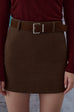 Kendall suede skirt with belt in Brown/Black/Grey