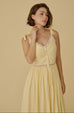 Detailed raffles lace trim maxi dress in yellow