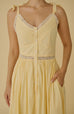 Detailed raffles lace trim maxi dress in yellow