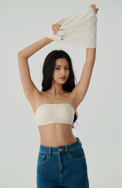 Two ways seamless bandeau bra in white