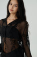 Embroidery lace top in black