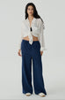 Max comfy linen stripes pants in navy