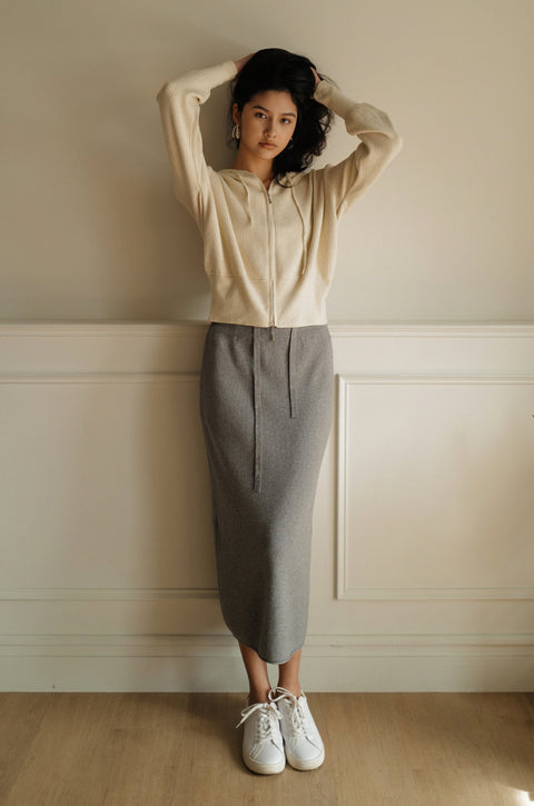 The bund knit skirt in grey