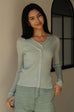 Chill nights knit top in sky blue